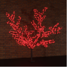 Светодиодное дерево "Сакура", высота 2,4 м, диаметр кроны 1,72м, красные диоды, IP 44, понижающий трансформатор в комплекте, NEON-NIGHT