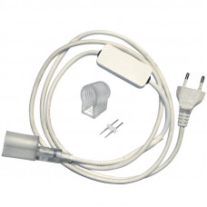 Установочный набор для одностороннего Гибкого неона 15х26мм (блок питания каучук с диодным мостом и вилкой, заглушка, переходная муфта, игла) 1,5м